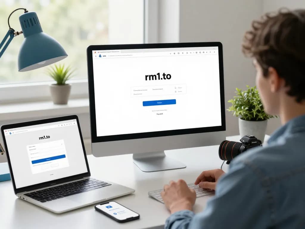 Secure user login on rm1.to displayed in a modern workspace, emphasizing digital safety.
