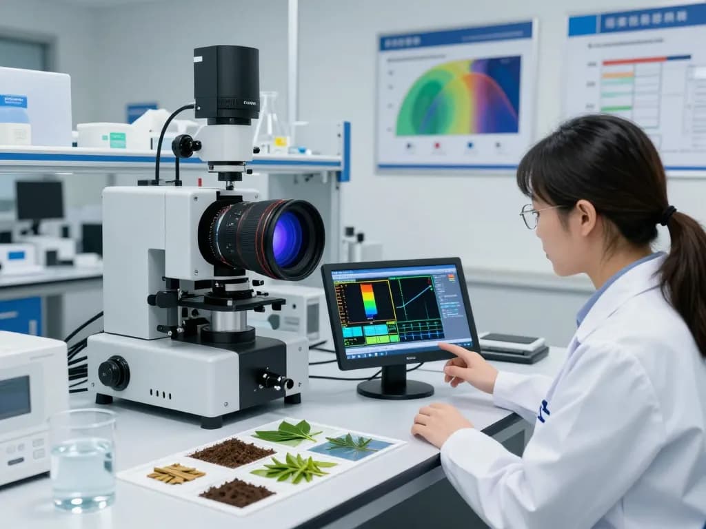 Examining data from a sensore iperspettrale in a high-tech lab.