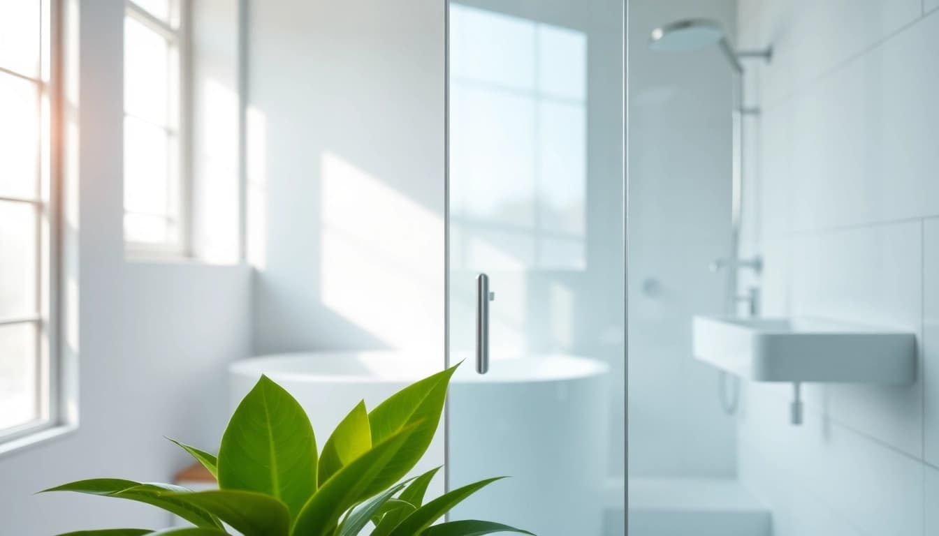 Showcasing a modern shower screen sliding door in a stylish bathroom design with natural light.