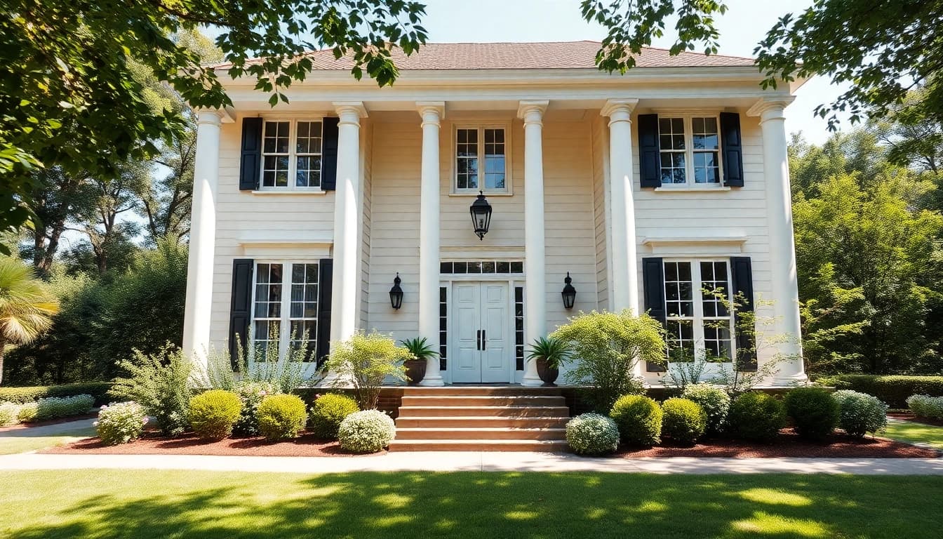 Highlighting colonial home construction with elegant architecture and inviting surroundings.