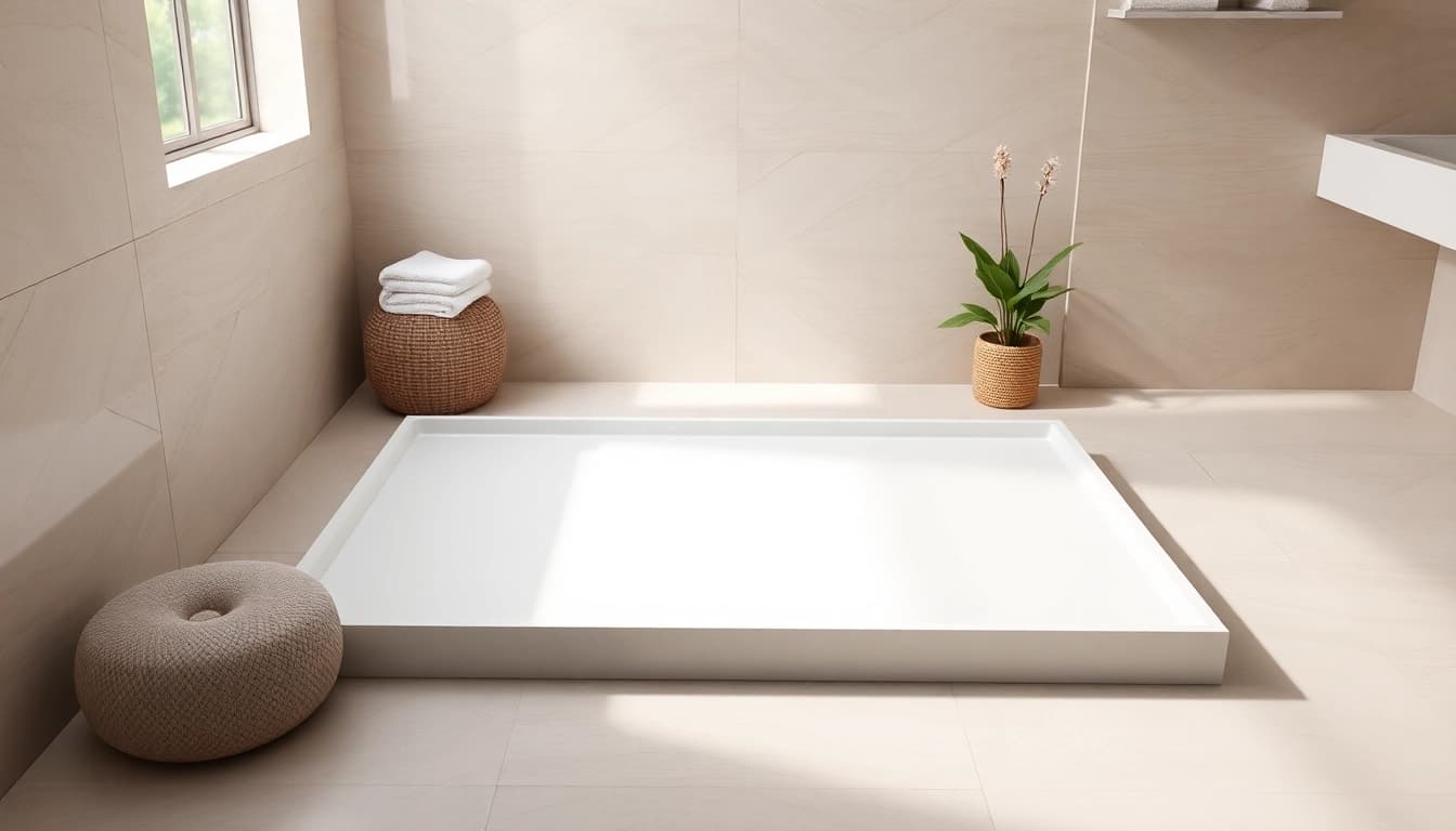 Stylish installation of 800 x 800 shower base in a modern bathroom setting.