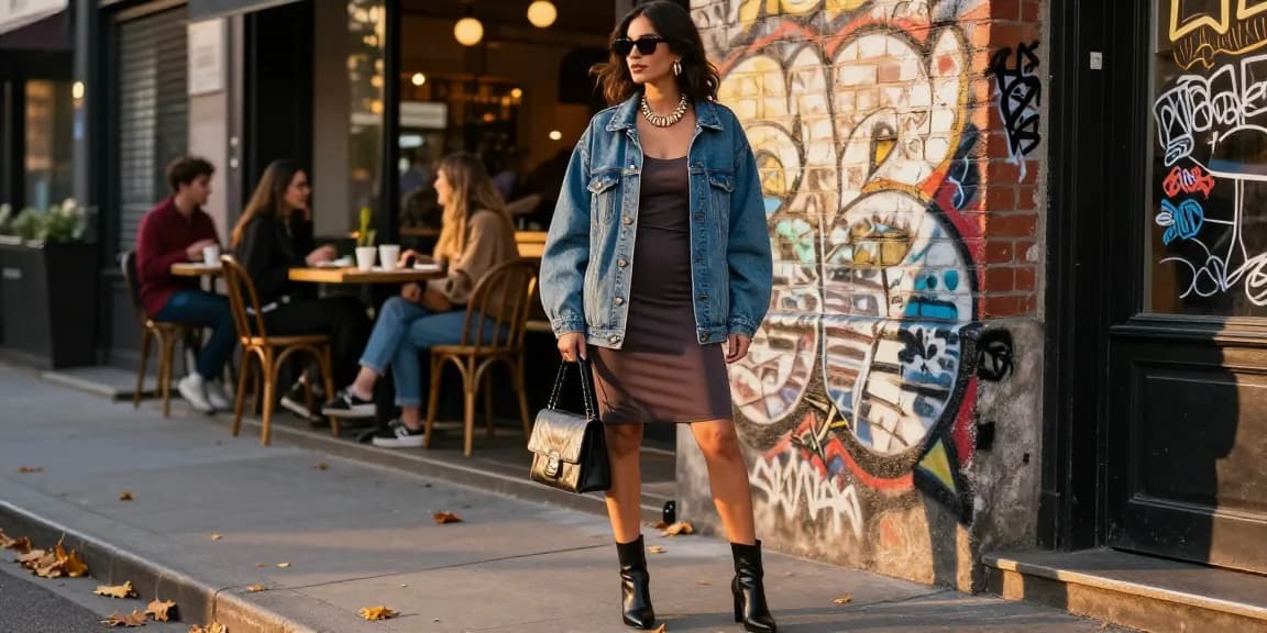 Stylish woman embodies modern women's fashion in urban setting, showcasing street style with vibrant accessories and chic outfit.