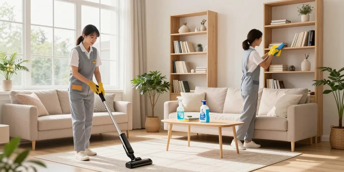 Professional cleaners enhancing spaces with reinigungsfirma bern services, showcasing a bright and clean home environment.