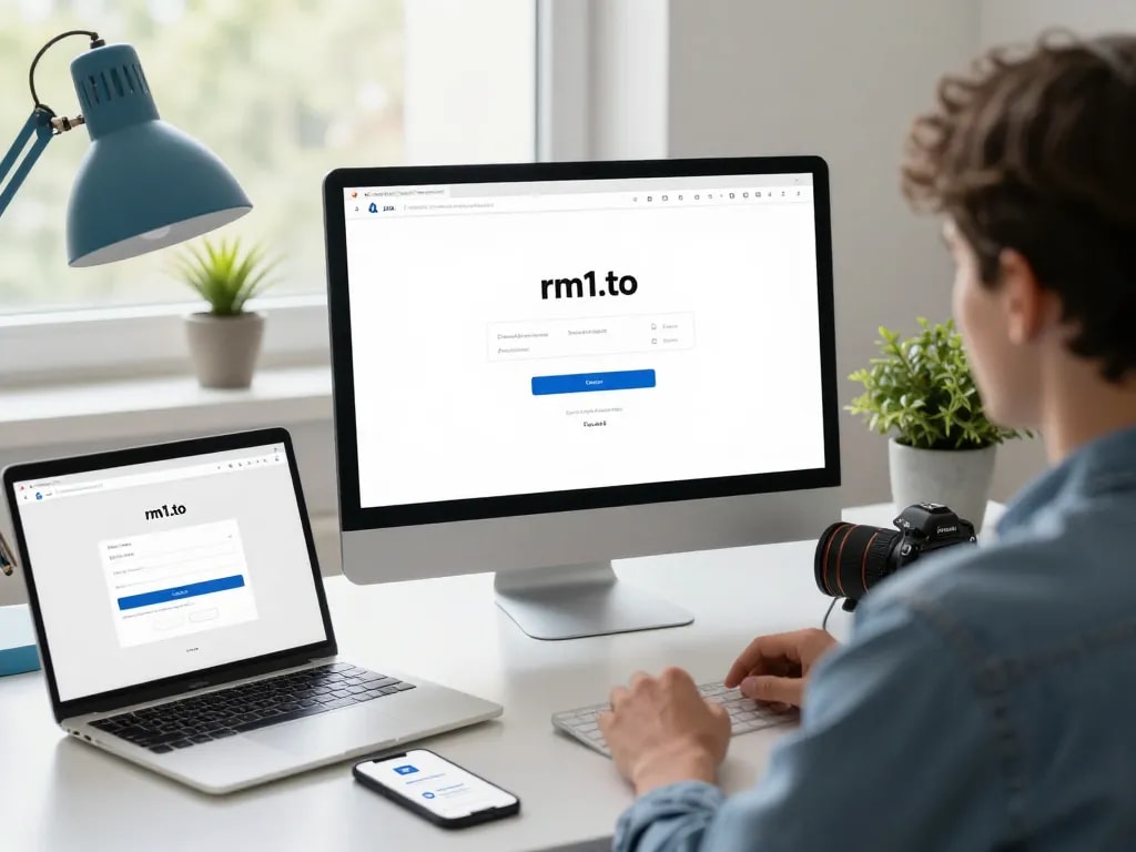 Secure user login on rm1.to displayed in a modern workspace, emphasizing digital safety.
