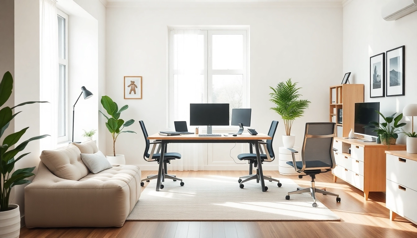 Enhance productivity with a professional home office setup at https://amc-essentials.com/ featuring modern design elements.