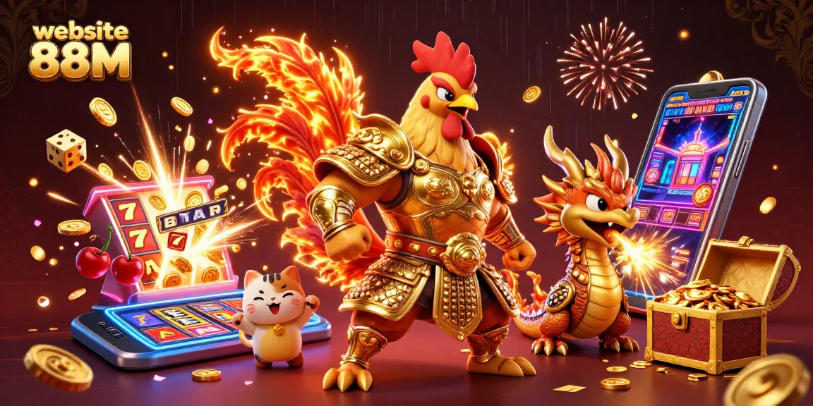 Experience thrilling betting action at website 88M with vibrant casino characters in an energetic 3D scene.