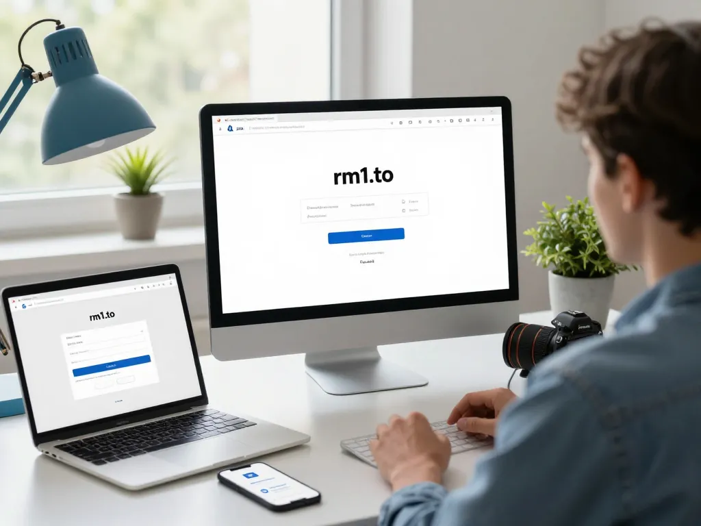 Secure user login on rm1.to displayed in a modern workspace, emphasizing digital safety.