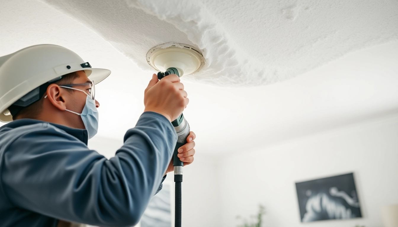 Experienced spray foam removal specialists methodically extracting insulation during a professional service.