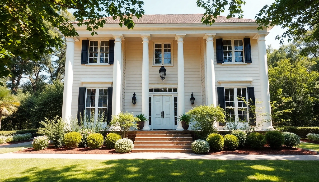 Highlighting colonial home construction with elegant architecture and inviting surroundings.