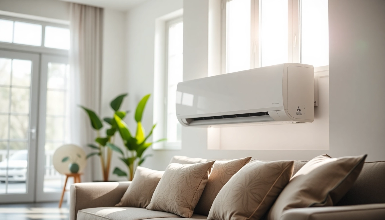 Enhance your space with a sleek Mitsubishi mini split AC unit in a stylish interior.