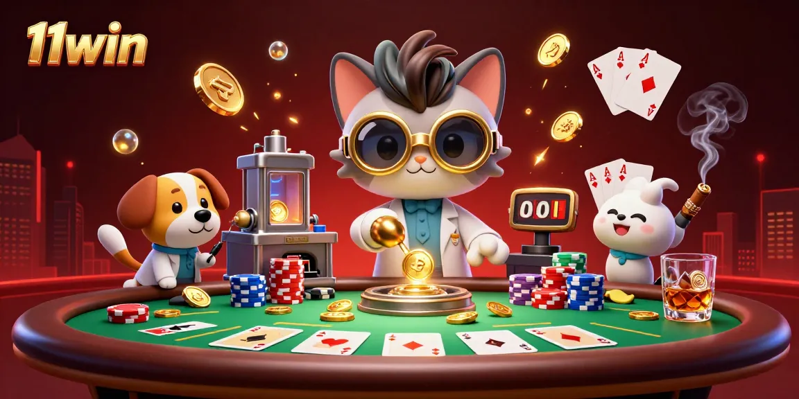 Experience high-stakes play with 11win's vibrant poker scene featuring golden bubbles and immersive details.