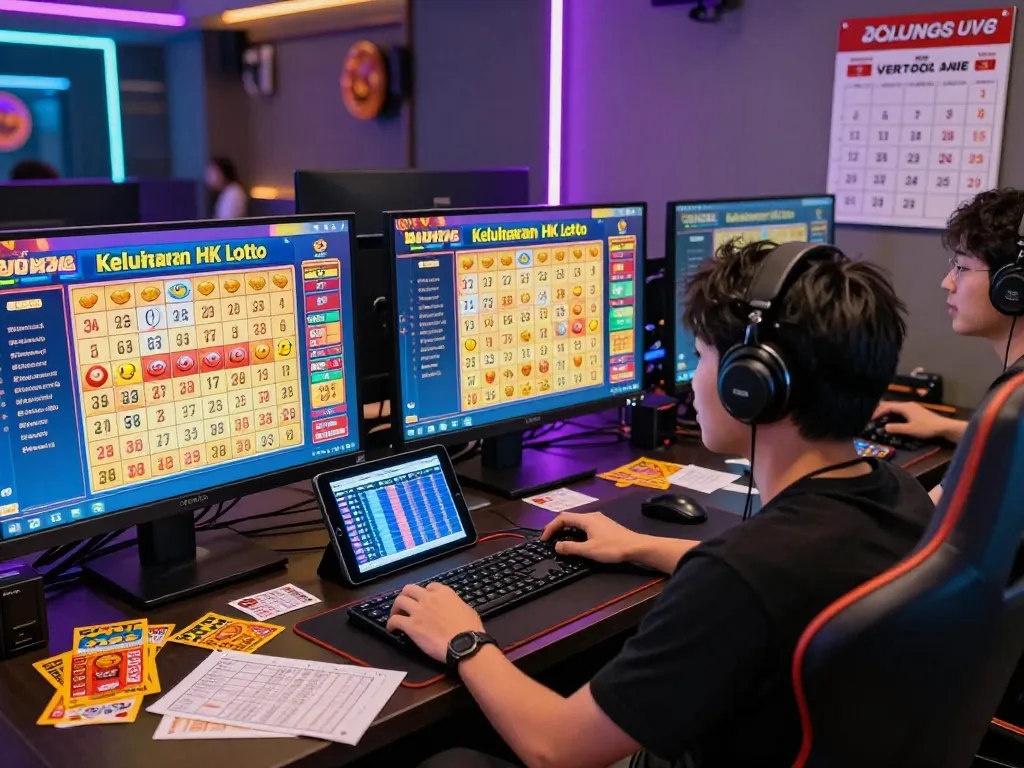Lingkungan permainan Keluaran HK Lotto dengan pemain antusias yang terlibat dengan hasil lotre langsung dan visual yang hidup.