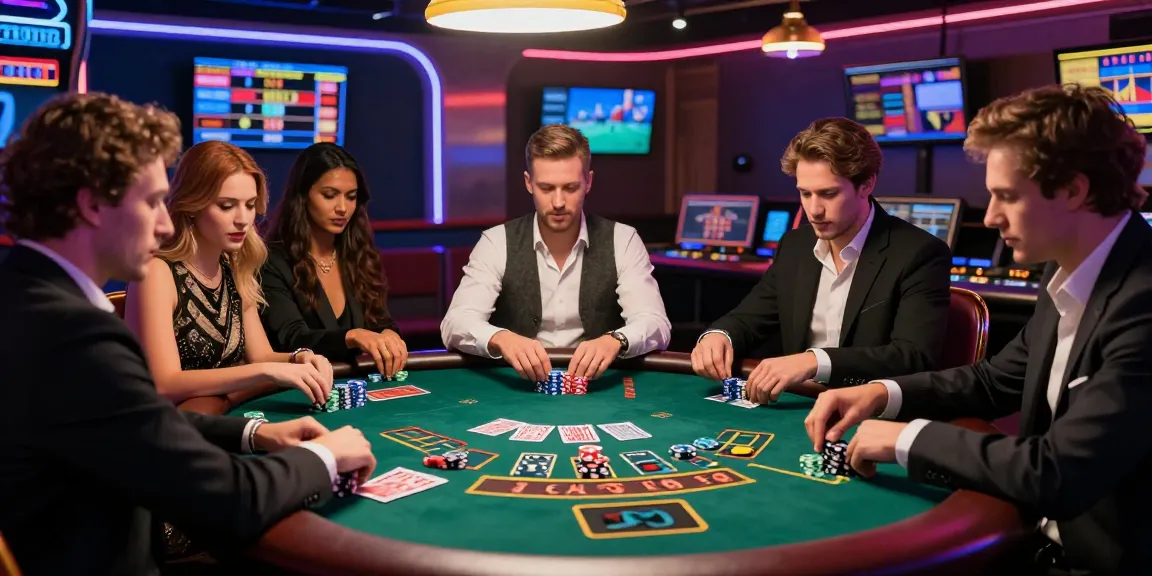 Baccarat online game scene with diverse players engaged, showcasing excitement and strategic gameplay.