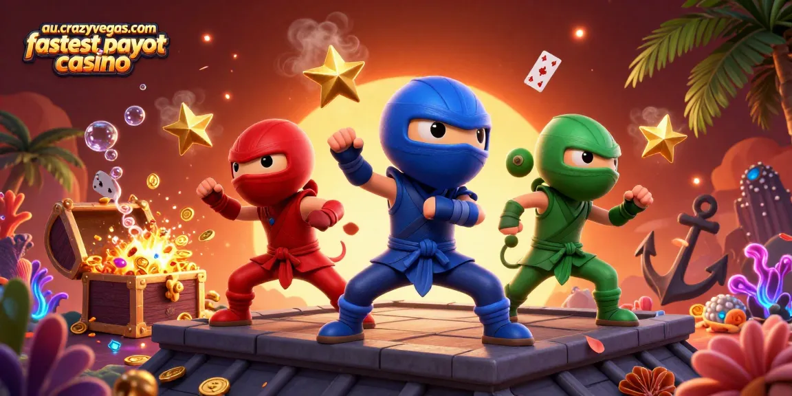 The cartoon ninja chameleon team showcases agility and fun in the vibrant world of au.crazyvegas.com fastest payout casino.