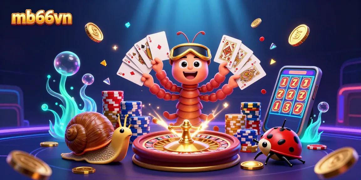 Engaging scene showcasing mb66vn with a colorful millipede dealer and vibrant casino elements.