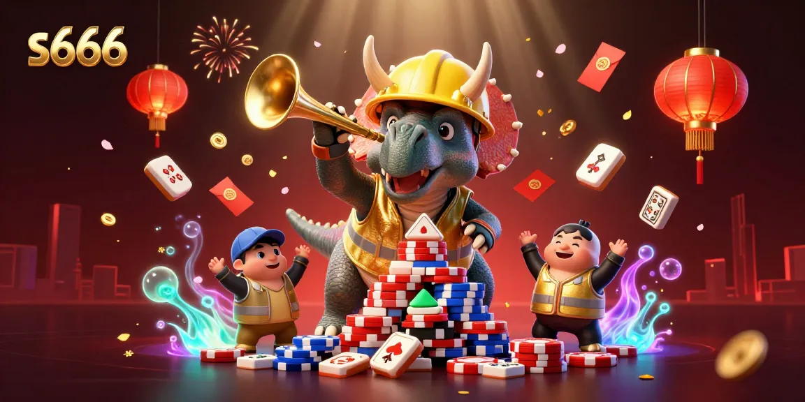 Experience the excitement of s666 with vibrant casino characters celebrating a winning moment with poker chips.