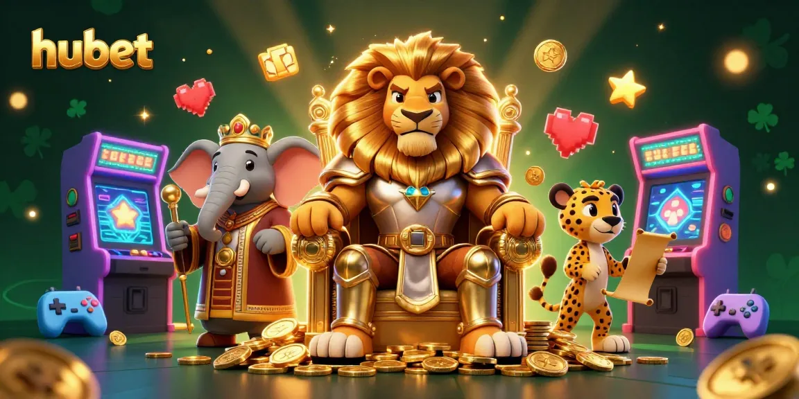 Experience top-tier gameplay at hubet in this vibrant 3D casino scene featuring majestic characters and gaming excitement.