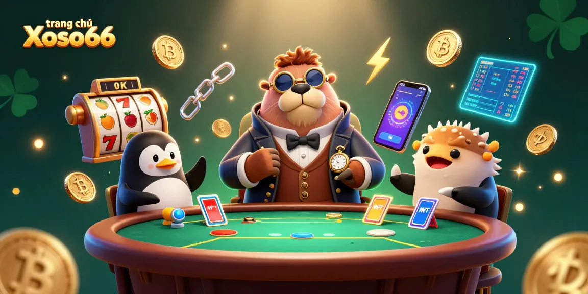 Experience the excitement of gambling at trang chủ Xoso66 with a vibrant underwater poker scene featuring unique characters.